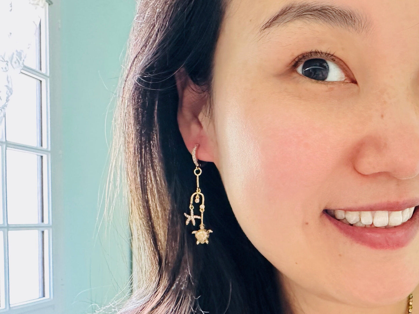 Boucles d’oreilles étoiles de mer tortue