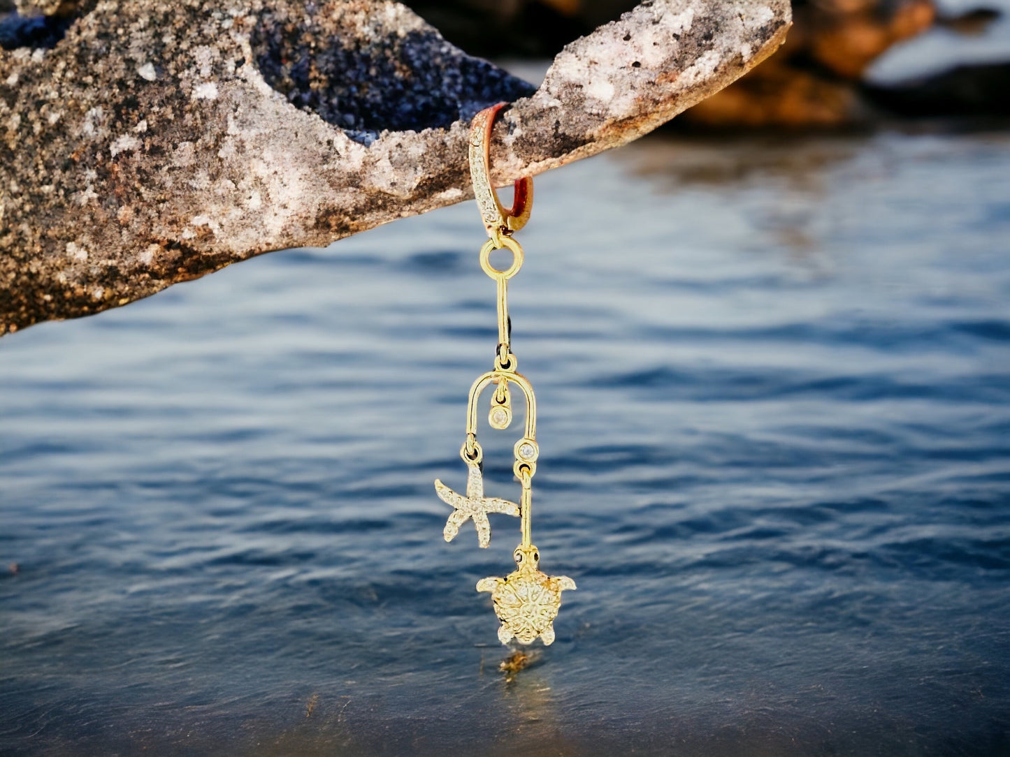 Boucles d’oreilles étoiles de mer tortue