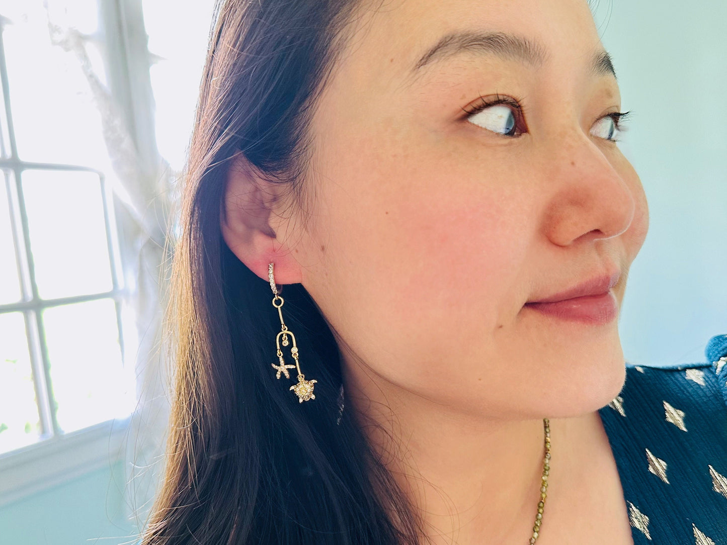 Boucles d’oreilles étoiles de mer tortue