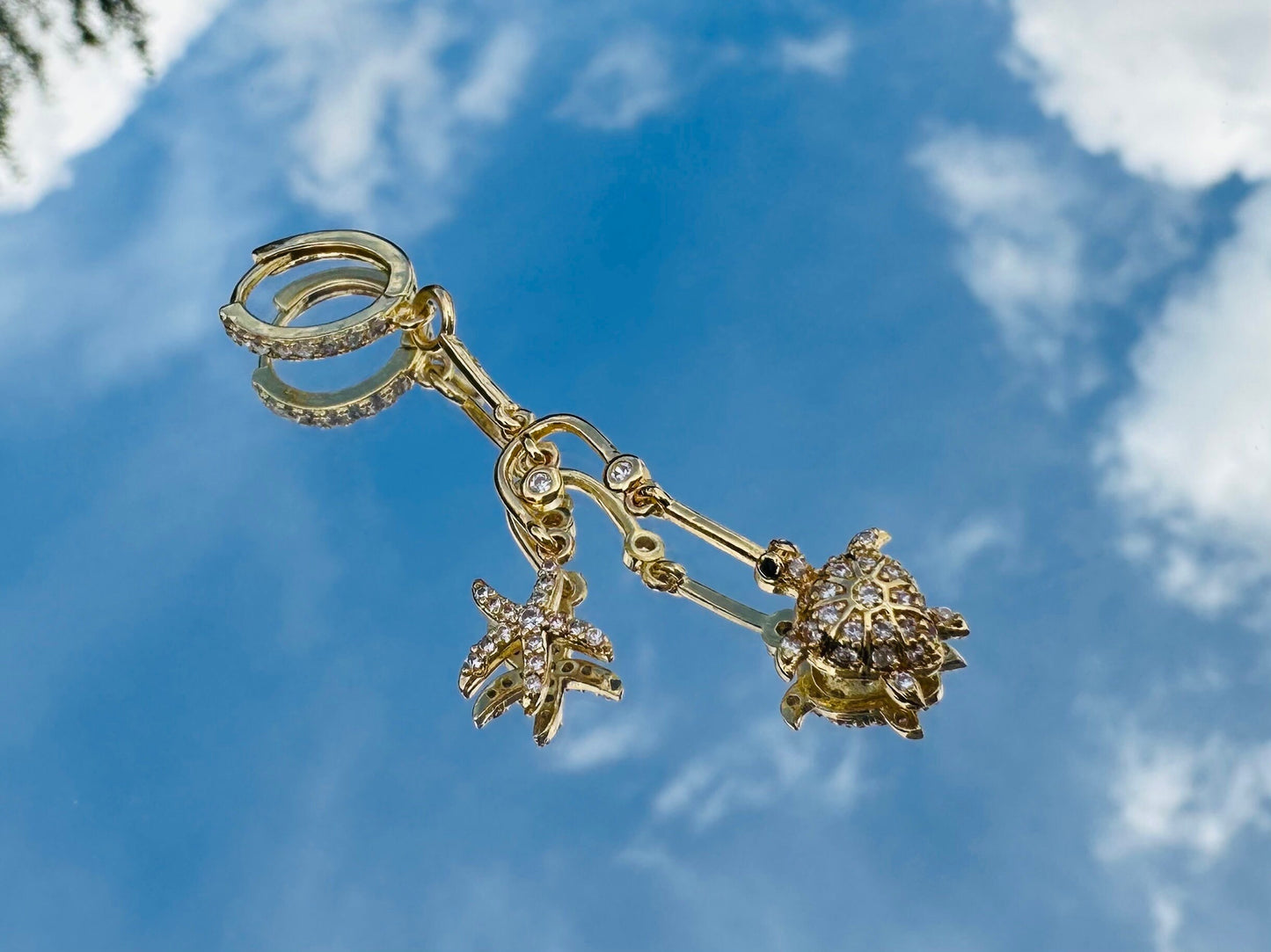 Boucles d’oreilles étoiles de mer tortue