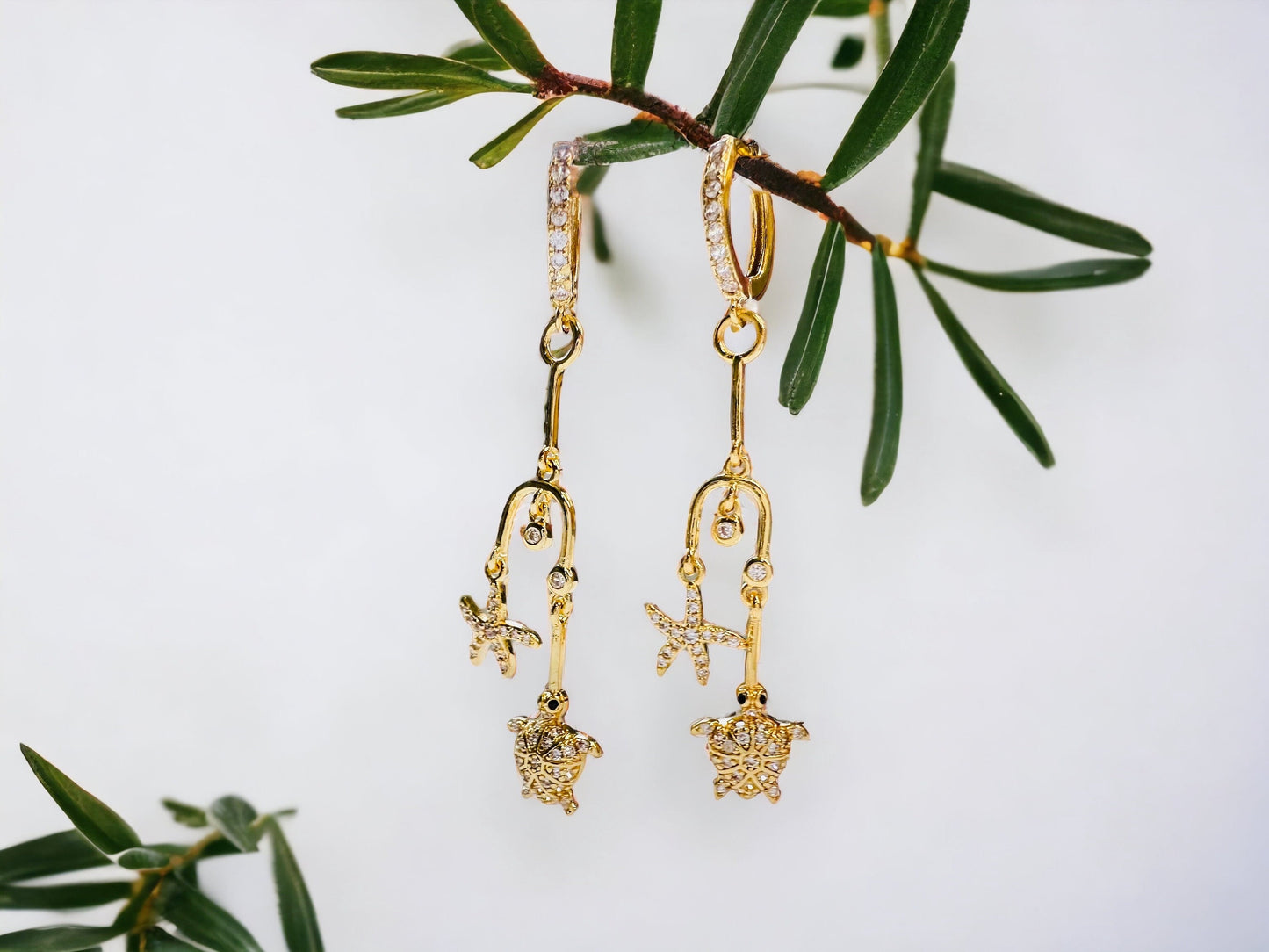 Boucles d’oreilles étoiles de mer tortue
