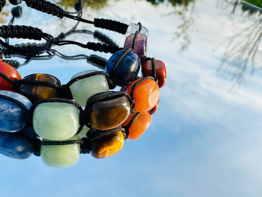Reiki bracelet of the 7 Chakras in quartz, amethyst, lapis lazuli, aventurine, carnelian, Christmas gift handmade in France, unisex jewelry