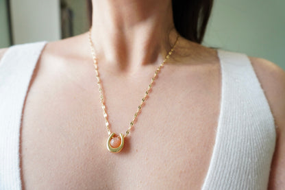 Collier Fer à Cheval | Labradorite Pierre de Lune Sunstone | Bijou Porte-Bonheur