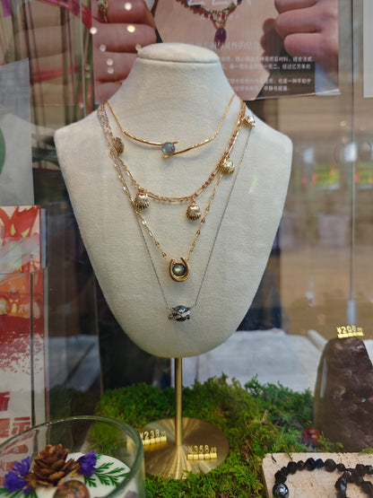 Collier Fer à Cheval | Labradorite Pierre de Lune Sunstone | Bijou Porte-Bonheur