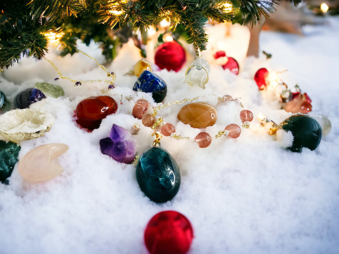 Calendrier de l’Avent 12 pierres et bijoux, pierre semi-précieuse, bijoux fait main, déco maison, cadeau Noël , crystal pet, wicca magique