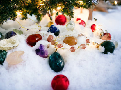 Calendrier de l’Avent 12 pierres et bijoux, pierre semi-précieuse, bijoux fait main, déco maison, cadeau Noël , crystal pet, wicca magique
