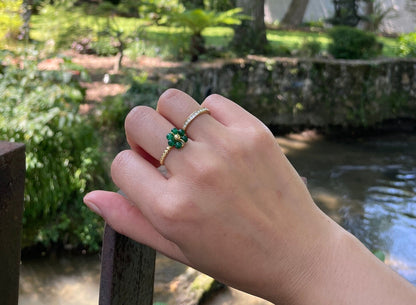 14k gold plated natural stone ring