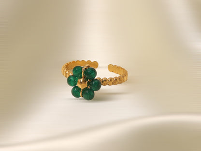 Daisy Flowers Ring with natural stone beads