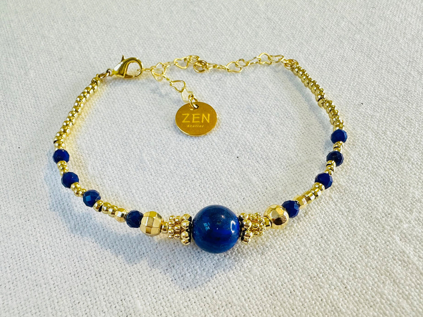 Bracelet jonc Bohème chic tourmaline rose lapis-lazuli Labradorite