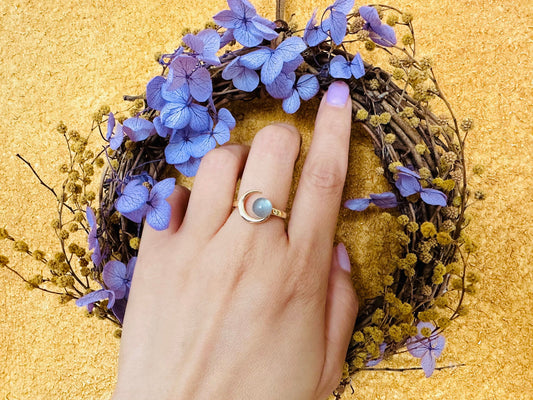 Practical Labradorite Moon Ring