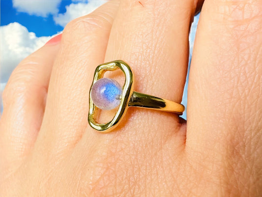 Rainbow moonstone ring