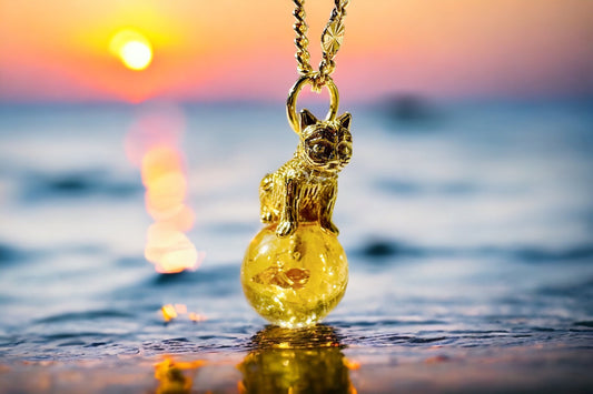 Collier citrine avec chat, bijoux en pierres précieuses jaunes, cadeau pour elle, tour de cou d’été, anniversaire mariage, Wicca witch style